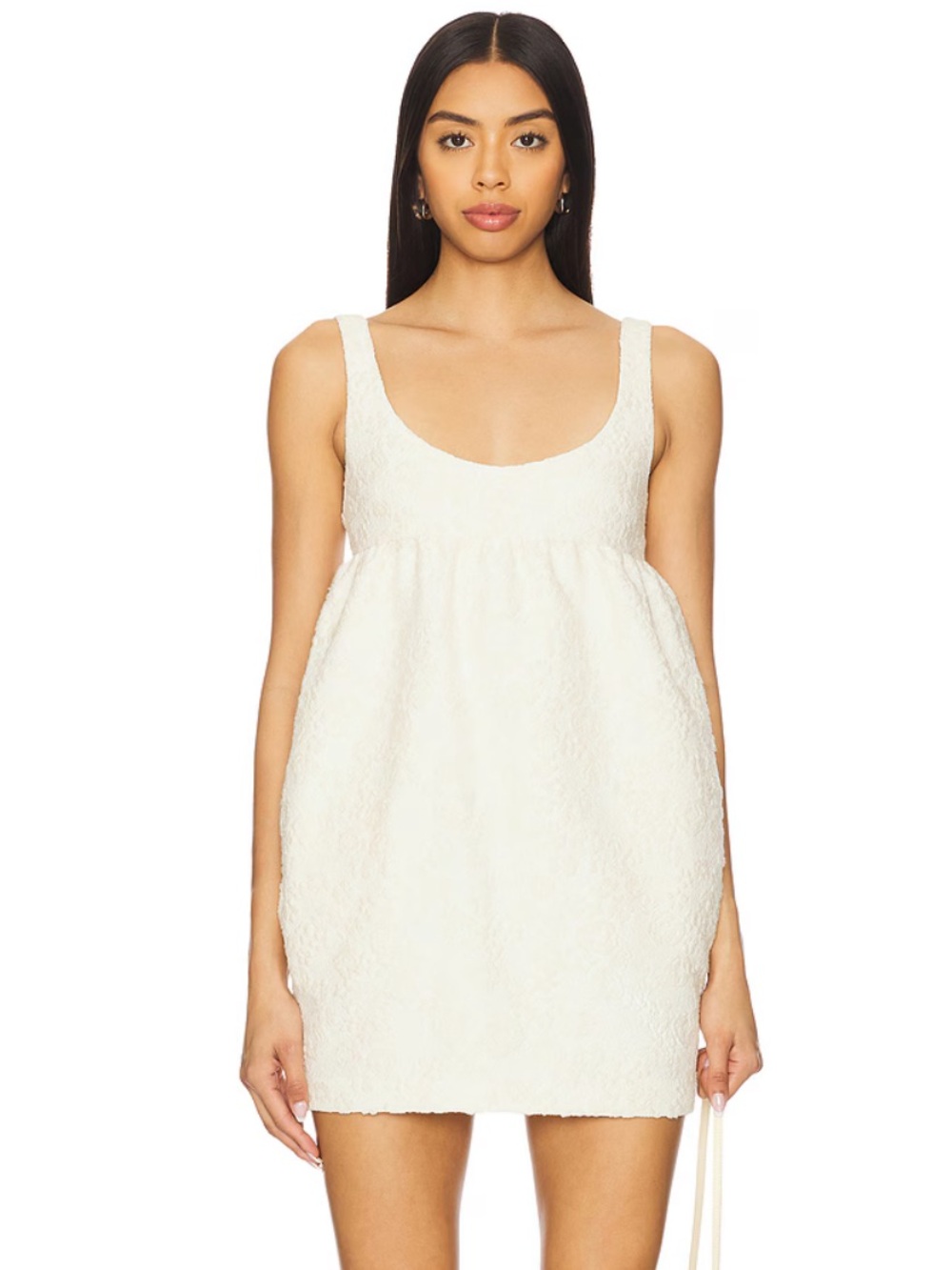 Amanda Uprichard Bello Cream Textured Scoop Neck Mini Dress NWT